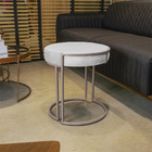 Puff Redondo Base Industrial Cobre Kit 2 Love Suede Cinza D03