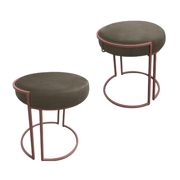 Puff Redondo Base Industrial Cobre Kit 2 Love Suede D03 - D'r