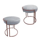 Puff Redondo Base Industrial Cobre Kit 2 Love Suede D03 - D'r