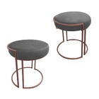 Puff Redondo Base Industrial Cobre Kit 2 Love Suede - Grafite