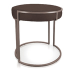 Puff Redondo Base Industrial Cobre Kit 2 Love Suede Marrom D0