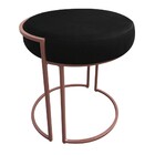 Puff Redondo Base Industrial Cobre Kit 2 Love Suede - Preto