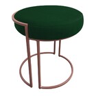 Puff Redondo Base Industrial Cobre Kit 2 Love Suede - Verde