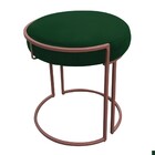 Puff Redondo Base Industrial Cobre Kit 2 Love Suede - Verde