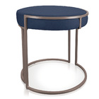 Puff Redondo Base Industrial Cobre Kit 4 Love Suede Azul Mari