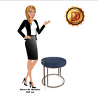 Puff Redondo Base Industrial Cobre Kit 4 Love Suede Azul Mari