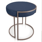 Puff Redondo Base Industrial Cobre Kit 4 Love Suede Azul Mari