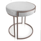 Puff Redondo Base Industrial Cobre Kit 4 Love Suede Cinza D03