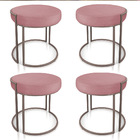 Puff Redondo Base Industrial Cobre Kit 4 Love Suede D03 - D'r