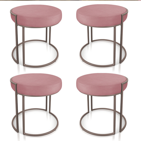 Puff Redondo Base Industrial Cobre Kit 4 Love Suede D03 - D'r