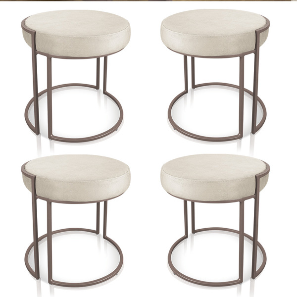 Puff Redondo Base Industrial Cobre Kit 4 Love Suede D03 - D'r