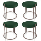 Puff Redondo Base Industrial Cobre Kit 4 Love Suede Verde D03