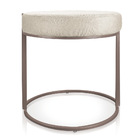 Puff Redondo Base Industrial Cobre Love Suede - Bege