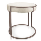 Puff Redondo Base Industrial Cobre Love Suede - Bege