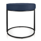 Puff Redondo Base Industrial Preto Kit 2 Love Suede Azul Mari