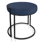 Puff Redondo Base Industrial Preto Kit 2 Love Suede Azul Mari