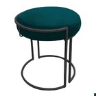 Puff Redondo Base Industrial Preto Kit 2 Love Suede - Azul Pa