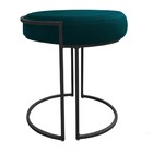 Puff Redondo Base Industrial Preto Kit 2 Love Suede - Azul Pa