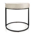 Puff Redondo Base Industrial Preto Kit 2 Love Suede Bege D03