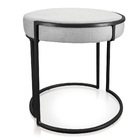 Puff Redondo Base Industrial Preto Kit 2 Love Suede Cinza D03