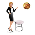 Puff Redondo Base Industrial Preto Kit 2 Love Suede Rosa Bebê