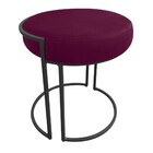 Puff Redondo Base Industrial Preto Kit 2 Love Suede - Vinho