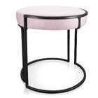 Puff Redondo Base Industrial Preto Kit 4 Love Suede D03 - D'r