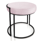 Puff Redondo Base Industrial Preto Kit 4 Love Suede D03 - D'r