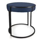 Puff Redondo Base Industrial Preto Love Suede Azul Marinho D0