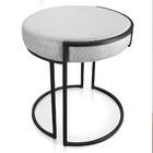 Puff Redondo Base Industrial Preto Love Suede Cinza D03 - D'r