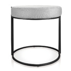 Puff Redondo Base Industrial Preto Love Suede Cinza D03 - D'r