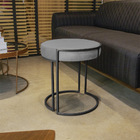 Puff Redondo Base Industrial Preto Love Suede Grafite D03 - D