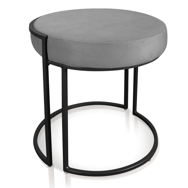 Puff Redondo Base Industrial Preto Love Suede Grafite D03 - D