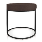 Puff Redondo Base Industrial Preto Love Suede Marrom D03 - D'