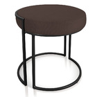 Puff Redondo Base Industrial Preto Love Suede Marrom D03 - D'