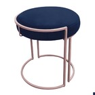 Puff Redondo Base Industrial Rosê Kit 2 Love Suede - Azul Mar