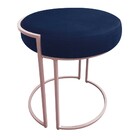 Puff Redondo Base Industrial Rosê Kit 2 Love Suede - Azul Mar