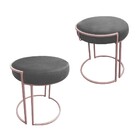 Puff Redondo Base Industrial Rosê Kit 2 Love Suede - Grafite