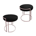 Puff Redondo Base Industrial Rosê Kit 2 Love Suede - Preto