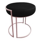 Puff Redondo Base Industrial Rosê Kit 2 Love Suede - Preto