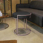 Puff Redondo Base Industrial Rosê Kit 2 Love Suede Preto D03