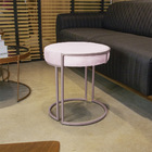 Puff Redondo Base Industrial Rosê Kit 2 Love Suede Rosa Bebê