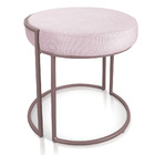 Puff Redondo Base Industrial Rosê Kit 2 Love Suede Rosa Bebê