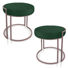 Puff Redondo Base Industrial Rosê Kit 2 Love Suede Verde D03