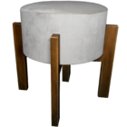 Puff Redondo Base Movel Suede Liso Bege 43 X 36 Cm