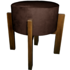 Puff Redondo Base Movel Suede Liso Marrom 43 X 36 Cm