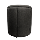 Puff Redondo Baú Não É Segredo Debrum Linho Chumbo 54x60 Ns06