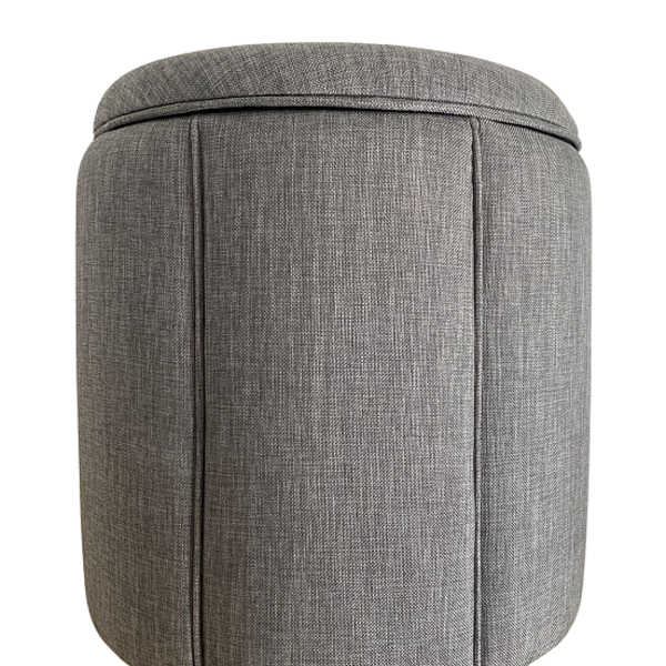 Puff Redondo Baú Não É Segredo Debrum Linho Cinza 54x60 Ns0605