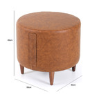 Puff Redondo Bogotá Para Decoração Cor Canela Pés Em Madeira
