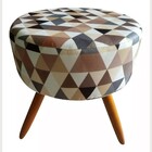 Puff Redondo Charme Estampa Triangulo Bege